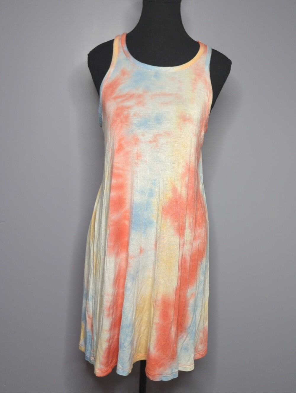 Veronica M Pastel Tie Dye Sleeveless Tank Swing Dress Made in USA